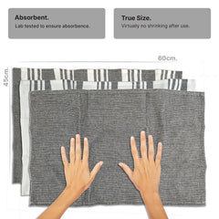 Indihaus Cotton Multi-Purpose Kitchen Hand Towels 370 Gsm | Waffle & Stripes Lunch, Dish Towel (Slate Grey)- Pack Of 6