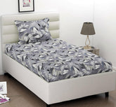 1 Single Bedsheet With One Pillow Cover - 60 X 90 Inches, Grey & Black | Super Soft Premium Brushed Glace Cotton Bedsheet, Breathable & Wrinkle Free