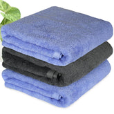 Heelium Bamboo Bath Towel | Lightweight & Quick Drying | Ultra Absorbent Towel 400 Gsm | Pack Of 3-2 Iris, 1 Grey