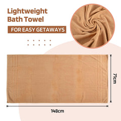 Kuber Industries Bath Towel 900 Gsm | Towel For Bath, Gym, Travel & Beach | Plain Lining (Light Brown)- Pack Of 2
