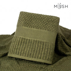 Mush Bamboo Bath Towel | Popcorn Weave 450 Gsm Large Towel For Men & Women | 3x Softer & Absorbent Than Cottton, Moss Green