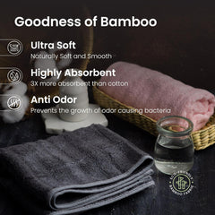 Mush 100% Bamboo Hand Towel 400 Gsm | Ultra Soft, Absorbent & Quick Dry Towel (Pink & Grey) - Set Of 2