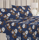 100% Pure Microfiber Double Bedsheet King Size For With 2 Pillow Covers - 88 X 90 Inches, Blue | Traditional Handcrafted Design-Ideal For All Seasons Bedsheet
