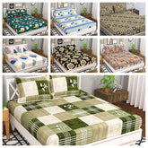 Combo 7 Double Bedsheet Set With 14 Matching Pillow Covers - 90 X 90 Inches, Multicolor | Durable Breathable & Wrinkle Free - Perfect Designs For Jaipuri Bedsheet