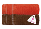 Casa Copenhagen Super Soft Elegance Collection 2 Pieces 100% Cotton Large Bath Towel 500 Gsm - Toffe & Orange