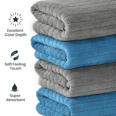 Urbanleaf Stripe Microfiber Hand Towels 340 Gsm | Gym & Workout Towels, Pack Of 4 (Multicolor 2)