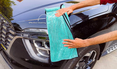 Softspun Microfiber Cloth Towel 400 Gsm | Extra Thick Microfiber Cleaning Cloths Perfect For Bike, Auto, Cars Both Interior & Exterior (Aqua Blue)- Pack Of 1