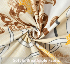 Printed Bedsheet For Single Bed With 1 Pillow Cover - 60 X 90 Inches, Mustard & Grey | Super Soft - Glace Cotton Breathable & Wrinkle Free - 2 Pcs Set