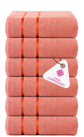 Casa Copenhagen Egyptian Cotton Ecstatic Hand Towel 740 Gsm (Malibue Peach)- 6 Pcs