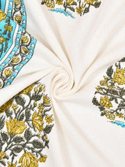 Mafatlal Madhuban Premium Waffle Cotton 1 Bath & 2 Hand Towel 700 Gsm | Hand Printed Quick Dry, Soft & Absorbent Towel (Daisy) - 3 Pcs