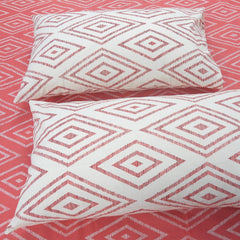 Perfect Cotton Double Bedsheet With 2 Pillow Cover - 88 X 96 Inches, Dark Peach & White | Soft & Durable For Everyday Use & Bedroom - All Season Comfort