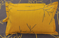 1 King Size Bedsheet With 2 Pillow Covers - 108 X 110 Inches, Grey & Yellow | Skin Friendly Fabric With Vibrant Colors | Beautiful Bedsheets