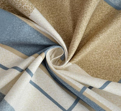 Feel Glace Cotton Bedsheets All Around Elastic Fitted Floral Bedsheets With 2 Pillow Covers - 78 X 72 Inches, Blue Line | Super Soft Fitted Bedsheet For Double Bed