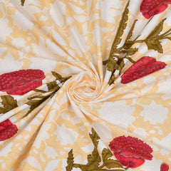 Printed Cotton Double Bedsheet For King Size With 2 Pillow Covers (95 X 108 Inches) Yellow & Red | 240 Thread Count - Pure Cotton Natural Fabric & Skin-Safe | Extra Soft & Wrinkle Free
