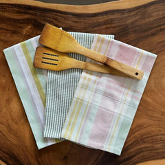 Oak & Lily 100% Cotton Kitchen Napkins Dish Towels 350 Gsm | Premium European Quality Washable, Large Size Kitchen Cloth For Roti, Cleaning, Drying | Geometric Patterns (Set Of 3)