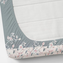 Feel Glace Cotton Bedsheets Printed Elastic Fitted For Double Bedsheet With 2 Pillow Covers - Bedsheets Size 78 X 60 Inches, Grey & Pink | Premium Fitted Bedsheets, Softness, Designed