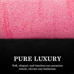 Casa Copenhagen Designed In Denmark Solitaire Super Soft 2 Pieces 100% Cotton Large Bath Towel 525 Gsm - Black & Pink