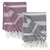 Indihaus Premium Large Cotton Bath Towels 380 Gsm | Soft, Absorbent & Comfortable Large Size Bath Towels | Set Of 2 (Slate Grey & Earthy Crimson)