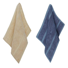 Velve 100% Bamboo Face Towel 600 Gsm | 2x Softer & Absorbent Than Cotton Towels | Skin Friendly With Non-Toxic Colors (Royal Blue & Beige)- Pack Of 2