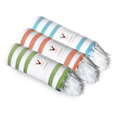 Patvy Bath Towels 700 Gsm | Light Weight Turkish Style Stripe Bath Towels For Men & Women Large Size (Green, Red & Blue)- Pack Of 3