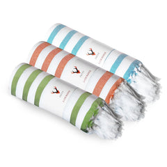 Patvy Bath Towels 700 Gsm | Light Weight Turkish Style Stripe Bath Towels For Men & Women Large Size (Green, Red & Blue)- Pack Of 3