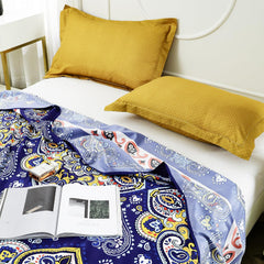 Perfect Double Bedsheet With 2 Pillow Covers - 88 X 100 Inches, Blue & Yellow | Breathable & Skin-Friendly Bedsheet | 240 Thread Count