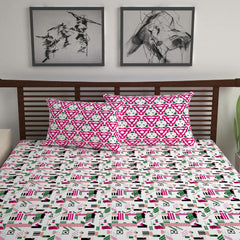 Soft Cotton Double Bedsheet With 2 Pillow Covers | 87 X 100 Inches, Multicolor - Soft & Breathable Fabric | Comfortable For Daily Use