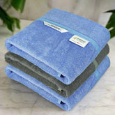 Heelium Bamboo Bath Towel 3x Softer & Quick Drying 400 Gsm (Iris & Grey)