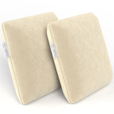 Memory Foam Square Cushion Pillow, For Car, Sofa & Diwan, Bed, Chair, Cream - 14 X 14 X 4 Inch | Highly Durable, Hypoallergenic, Adjustable, Velvet Cover, Multipurpose Use - Pack Of 2
