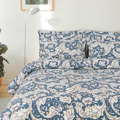 Cotton Elastic Fitted Printed Queen Size Double Bed Bedsheet With 2 Pillow Cover | 60 X 78 Inches, Blue - Soft Touch, Wrinkle Resistant, Skin Friendly
