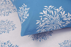 Flat Bedsheet For Double Bed With 2 Pillow Covers - 88 X 96 Inches, White & Blue | Comfort Fabric Bedsheet Home, Hotel & Guest House