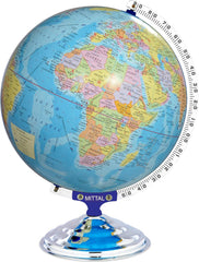 Globe For Kids & Students 16 Inch Height & 12 Inch Diameter Educational World Political Globe In English Language With 75 Mm Magnifying Glass (Blue) Pack Of 1