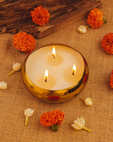 GOLD HAMMERED URLI CANDLE MULTIPLE WICK |CELEBRATION FESTIVE CANDLE LONG BURNING