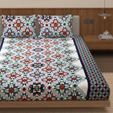 Cotton Elastic Fitted Bedsheet For King Size With 2 Pillow Covers | 72 X 78 Inches, Multicolor | Soft Cotton Feel, Wrinkle-Free, Breathable