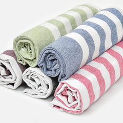 VäRde Premium Handloom Bath Towels 180 Gsm | Towel For Men & Women | Striped & Solid Pattern (Grey, Blue, Beige, Red & Yellow Set Of 5)