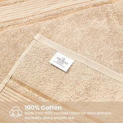 Akiko Home 100% Cotton Essential Series Bath Towel 400 Gsm | Soft, Absorbent, Quick Dry & Durable, Large Size Towel (Beige)