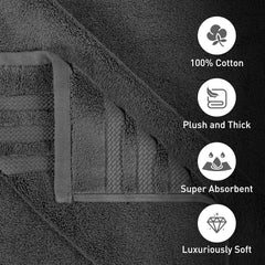 Mytrident Finesse 100% Cotton Hand Towels 800 Gsm (Charcoal) -4 Piece