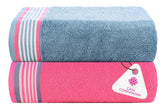 Casa Copenhagen, Germany Design He & She Super Soft Collection 100% Cotton 2 Pieces Large Bath Towel 525 Gsm - Dusty Blue & Pink