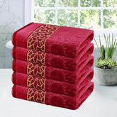 Kuber Industries Soft Blend Cotton Bathing Towel 2250 Gsm | Fade/Wrinkle Resistant Towels (Velvet Maroon) - Pack Of 5