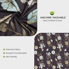 Soft Cotton Single Size Bedsheet With 1 Pillow Cover | 60 X 90 Inches, Ship Grey | Anti-Fade Printed Design | 200 Thread Count