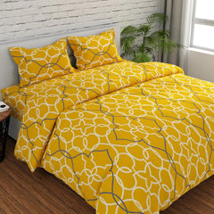 King Size For Bedsheet With 2 Pillow Covers - 108 X 108 Inches, Yellow | Cotton Fabric Suitable For Bedsheet | 144 Thread Count