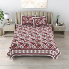100% Cotton King Size Bedsheet With 2 Matching Pillow Covers - 90 X 108 Inches, Multicolor | Designer Printed Bedsheet Set - Naturally Soft, Breathable, & Skin-Friendly