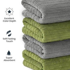 Urbanleaf Stripe Microfiber Hand Towels 340 Gsm | Gym & Workout Towels, Pack Of 4 (Multicolor 3)