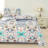 1 Double Bedsheet For Queen Size With 2 Pillow Covers - 88 X 100 Inches, White & Blue | Perfect For Festive Gifting | Soft & Durable For Everyday Use & Bedroom - All Season Comfort