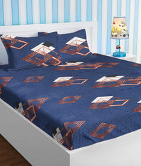 Microfiber Double Bedsheets Queen Size With 2 Pillow Covers - 86 X 88 Inches, Dark Blue | 120 TC Bedsheets For Double Bed Microfiber