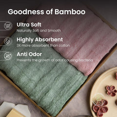 Mush 100% Bamboo Hand Towel 500 Gsm | Ultra Soft, Absorbent & Quick Dry Towels For Wash Basin (Pink & Olive Green) - Set Of 2