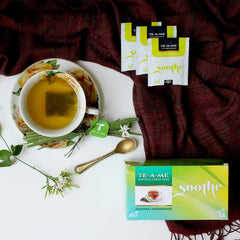 TE-A-ME Soothe Jasmine Lemongrass Green Tea - 25 Tea Bags | Detox & Slimming Green Tea - Medium Caffeine, 100& Natural Ingredients