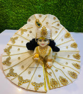 Laddu Gopal Kanha Ji Statue, Bal Gopal Ji Murti, Marble, White, Idol - Size No.6, Full Ready Shringar, Heavy Fancy Dress Combo Set - For Gifted Piece Home, Temple, Pooja, Office & Etc