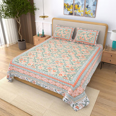 Traditional Rajasthani Design Bedsheet With 2 Pillow Covers - 90 X 108 Inches, Multicolor | Color Fade Resistant & Shrinkage Resistant For All-Season Use