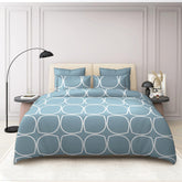 1 King Size Elastic Fitted Bedsheet With 2 Pillow Cover & Comforter - 90 X 100 Inches, Grey & White | Ideal For Hotel, Guest House, Home Bedsheet